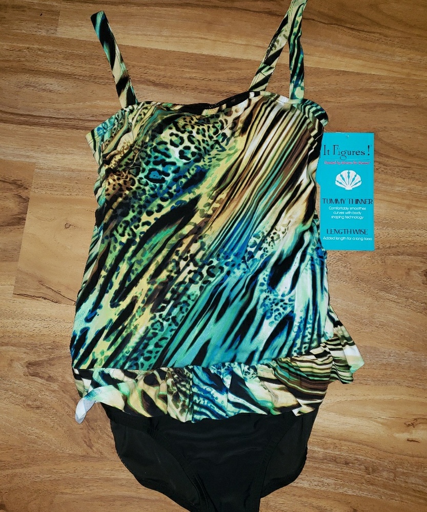 Nwt It Figures Tummy Thinner 1pc Bathing Suit sz12